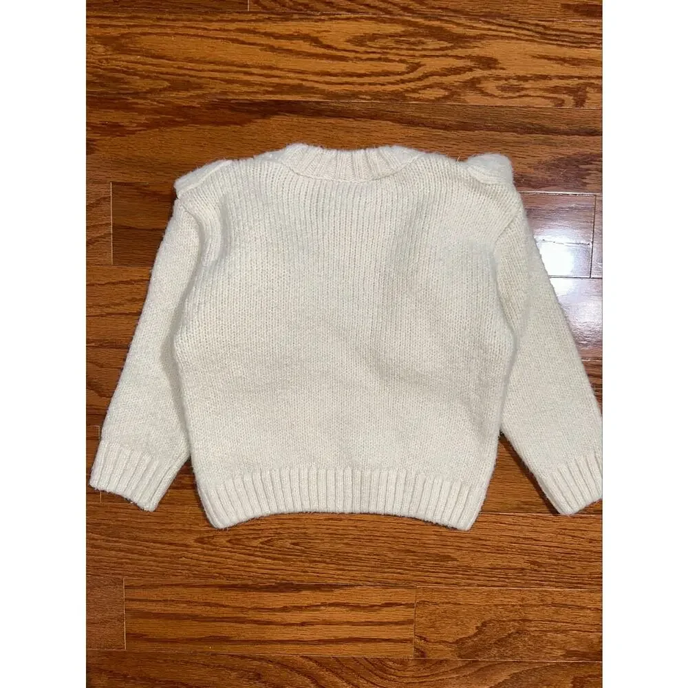 Zara Baby Girls Cream Cable Knit Ruffle Sweater Size 18-24M